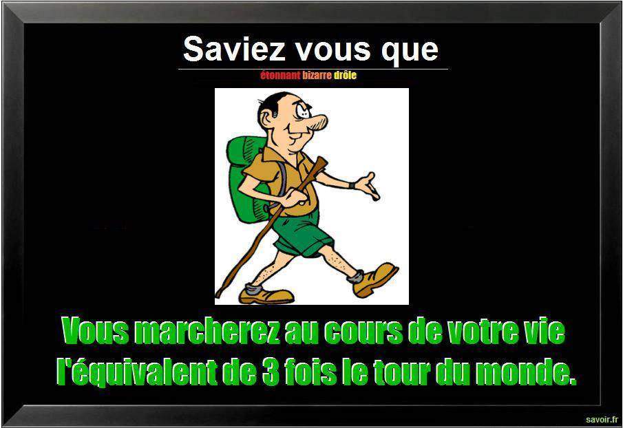 Saviez vous que vous marcherez au cours de votre vie …
